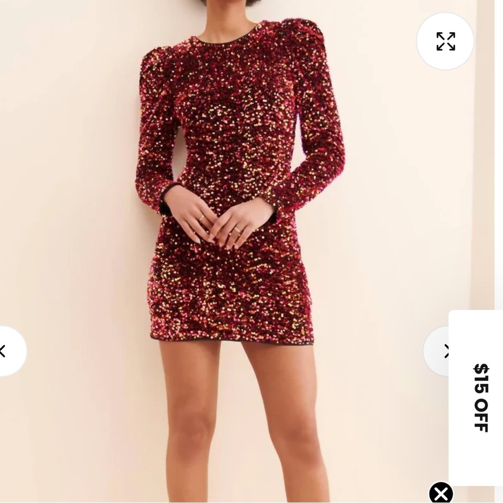 Adelyn Rae sequin puff sleeve mini dress